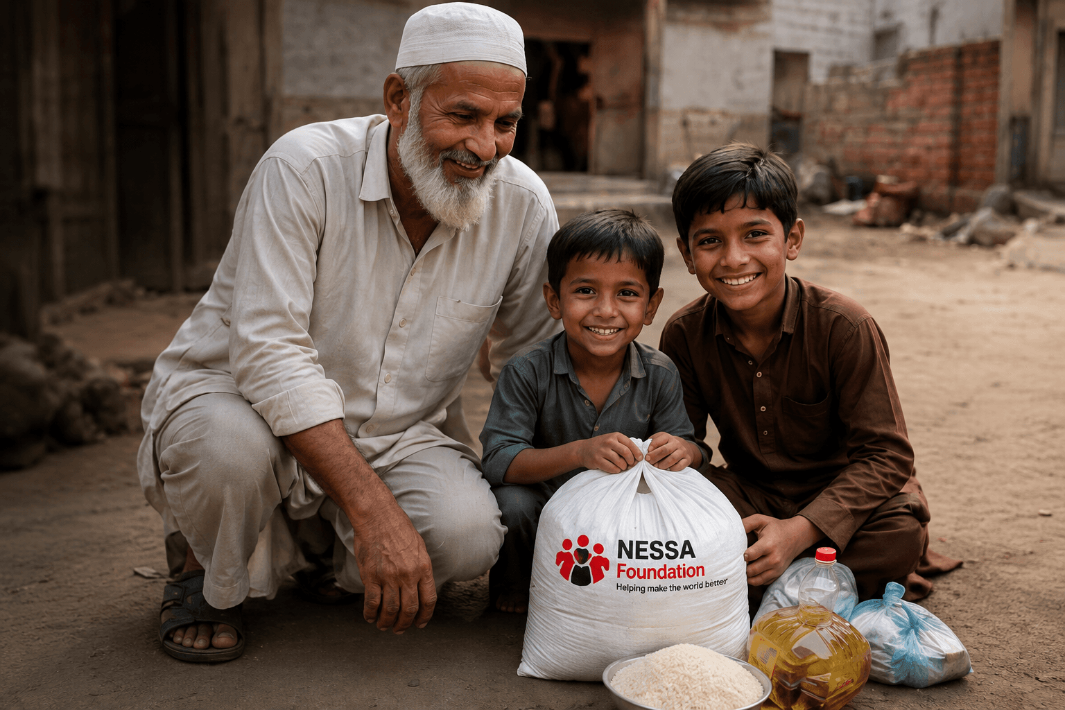 A smiling child with his family